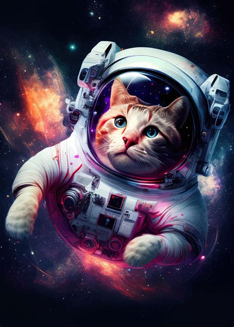 'Space Cat' Poster, picture, metal print, paint by Neo Design | Displate