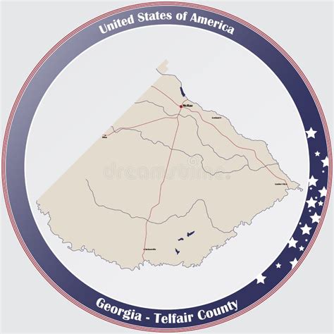 Map of Telfair County in Georgia Stock Vector - Illustration of nation ...