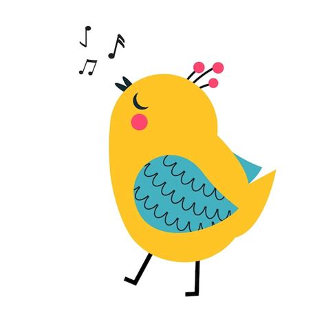 Premium Vector | Cute cartoon singing bird funny whistle bird ...