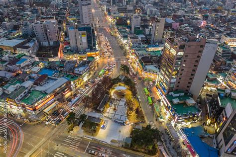 seoul night skyline in korea by long exposure Stock Photo | Adobe Stock