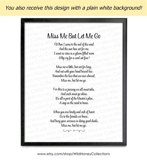 Miss Me but Let Me Go Funeral Poem Lost Loved One Poem in - Etsy