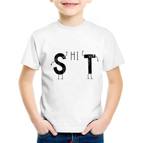 18M 10T Funny Shit Letter Print Modal t shirt Kids T Shirts Children ...