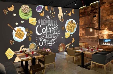 Download A Restaurant With A Chalkboard Wall Mural | Wallpapers.com