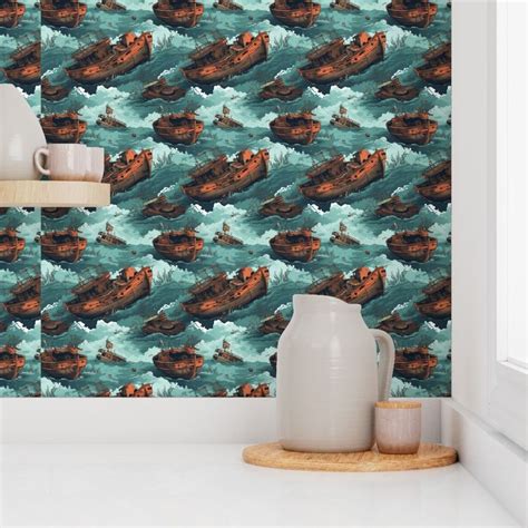 Old Boats 3 Wallpaper | Spoonflower