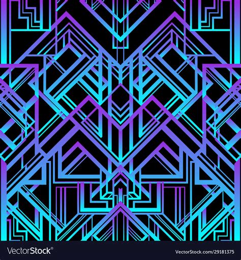 Art deco vintage pattern in bright neon colors Vector Image