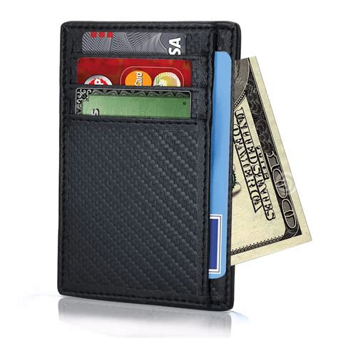 Carbon Fiber Credit Card Holder Ultra Slim Front Pocket Wallet RFID ...