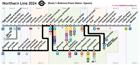 Map of the Northern Line (black line). Updated 2024.