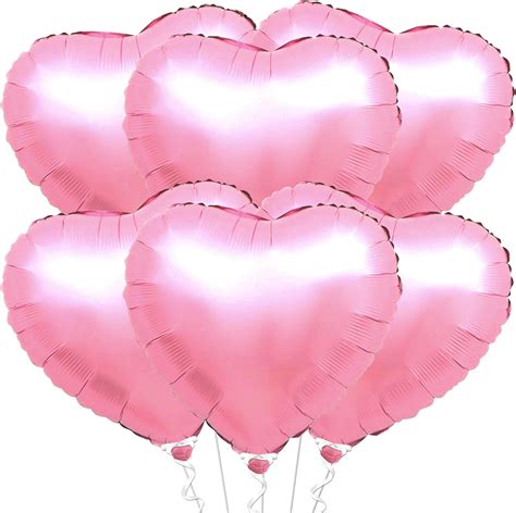 Pink Heart Balloons for Party Decoration - Pack of 6, 18 Inch | Foil ...