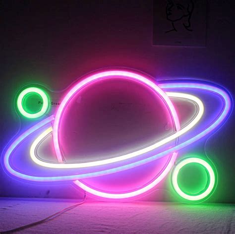 Planet Galaxy Neon Signs UFO LED Neon Lights Art Wall | Etsy