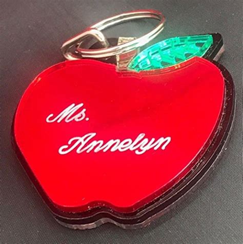 Red Apple Keychain Personalized Custom Name Free Engraved Key - Etsy