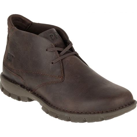 Caterpillar Mitch Mens Dark Brown Leather Lace Up Chukka Boots