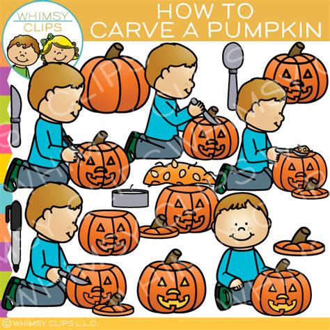 How to Carve a Pumpkin Clip Art , Images & Illustrations | Whimsy Clips