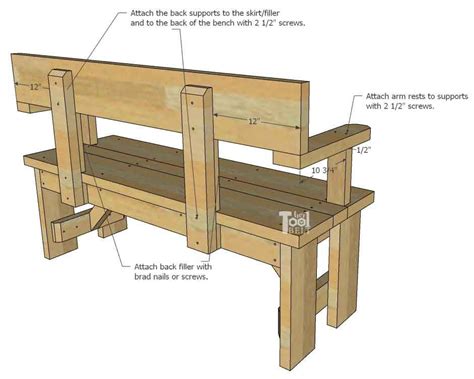 DIY Wood Bench with Back Plans - Her Tool Belt | Diy wood bench, Wooden ...