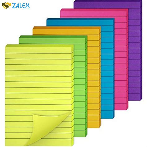 6 Pieces Sticky Notes Lined Self Sticky Notes Lined Colorful Lined Post ...