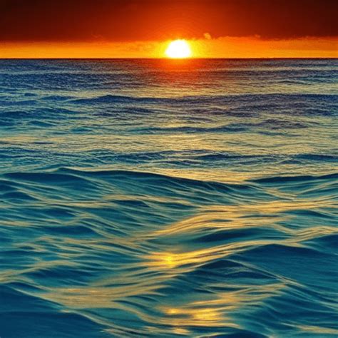 Beautiful Sunset over Blue Ocean with Pearl Reflections · Creative Fabrica