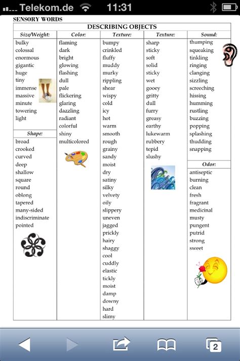 Sensory words | Writing mini lessons, Sensory words, Writing instruction