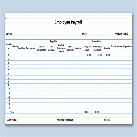 Free Excel Payroll Template