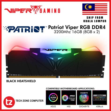 Patriot VIPER RGB 16GB (2x8GB) DDR4 3200MHz CL16 - PVR416G320C6K