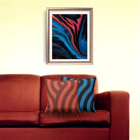 Red And Blue Pillows Meet Modern Art • KBM D3signs