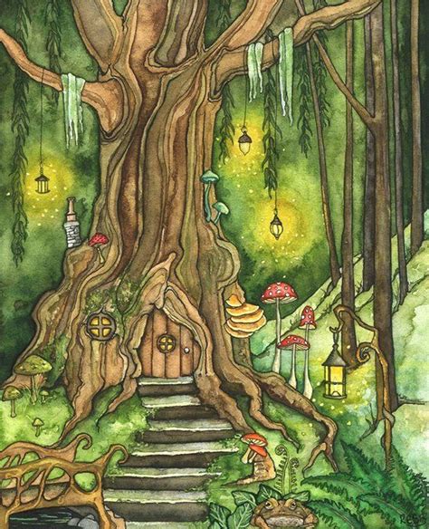 Enchanted Forest Painting Fantasy Art Fairy House Fantasy | Etsy ...