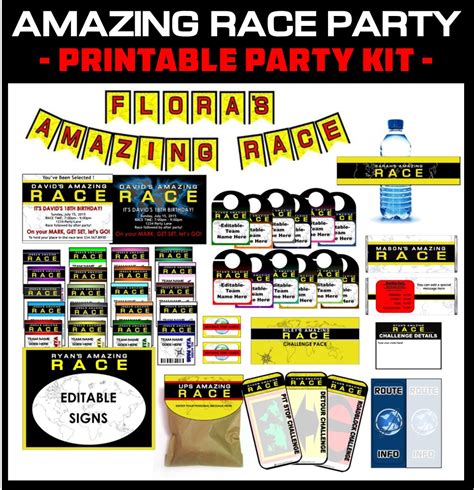 Amazing Race party supplies and invitations!