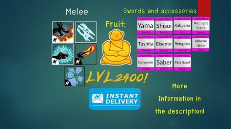 LVL 2400(MAX) Blox Fruit account / Awaken Buddha Fruit, 5 Fighting ...