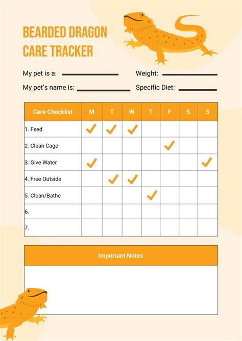 Printable Bearded Dragon Care Sheet