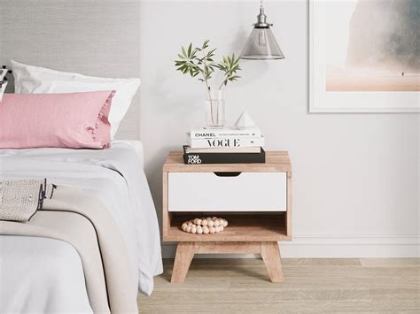 Wooden Bedside Table with White Drawer (Heston Collection) | Bedside ...