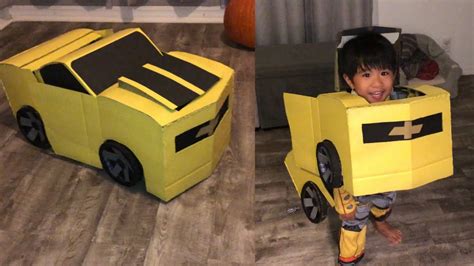 DIY cardboard bumblebee car costume - YouTube