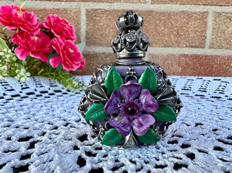 Vintage perfume bottle from rare lilac malachite glass