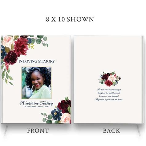 Personalized Funeral Guest Book Hardbound Photo Red Roses