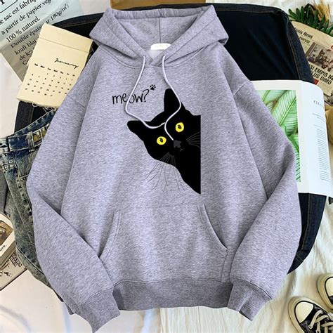 Black Cat Design Women's Cotton Hipster Sweatshirt FREE Ship USA