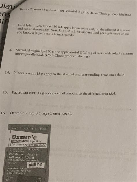 Solved Terazol 7 cream 45 g insert 1 applicatorful (5 g) | Chegg.com