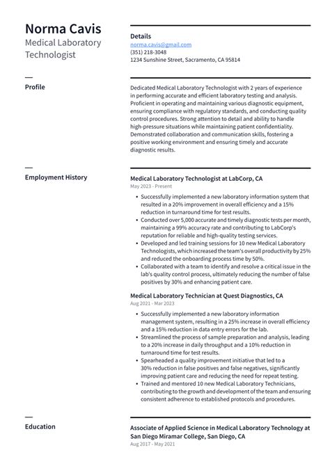 Top 17 Medical Laboratory Technologist Resume Objective Examples