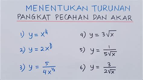 Turunan Pangkat Pecahan dan Akar || Matematika XI || #oprekmafiki # ...