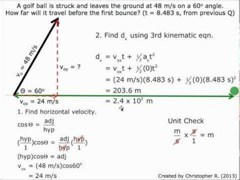 Finding the horizontal distance in Type 2 projectile problem - YouTube