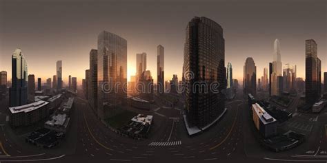 Panorama of the City. Environment Map. HDRI Map. Equidistant Projection ...