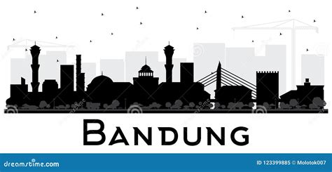 Indonesia, Bandung City Skyline Isolated Vector Illustration, Icons ...