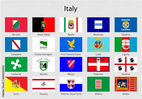 Flags of the states of Italy, All Italian regions flag collection 素材庫向量 ...