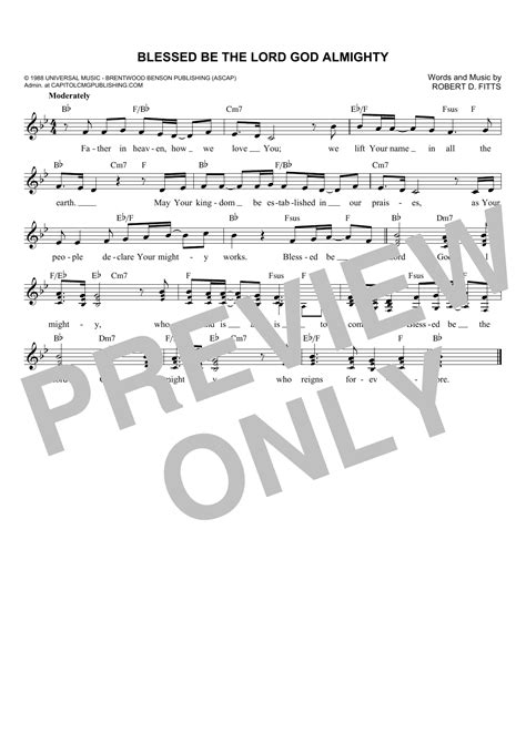 Robert D. Fitts "Blessed Be The Lord God Almighty" Sheet Music Notes ...