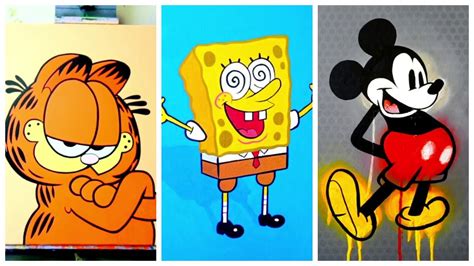 5 Popular Cartoon Characters Painting Tutorials For Beginners - Simple ...