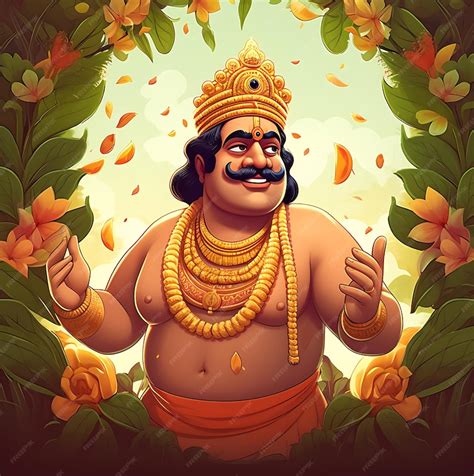 Maveli painting Mahabali Maveli drawing cartoon vector digital art ...