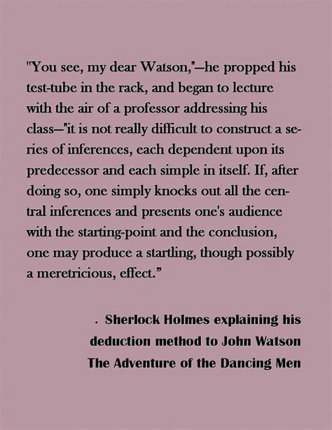 Sherlock Holmes Explaining His Deduction Method Quote Sir Arthur Conan ...