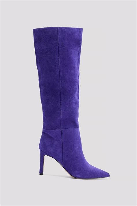 Suede Stiletto Boots Purple | NA-KD