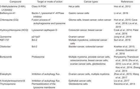 Autophagy inhibitors for treating cancer | Download Scientific Diagram