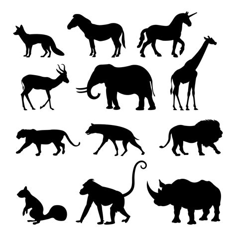 wilde dieren silhouetten 1252140 Vectorkunst bij Vecteezy