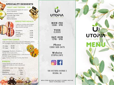 Menu | Utopia Cafe