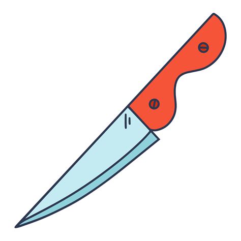 Kitchen knife vector icon. Hand-drawn color illustration isolated on ...