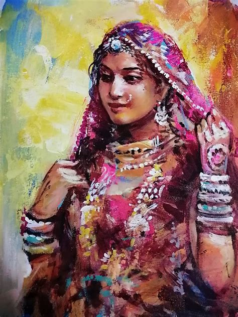 Beautiful Indian Woman Sneha Rai Paintings Prints, Ethnic, Cultural ...