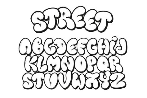 Bubble graffiti font. Inflated letters, street art alphabet symbols wi ...